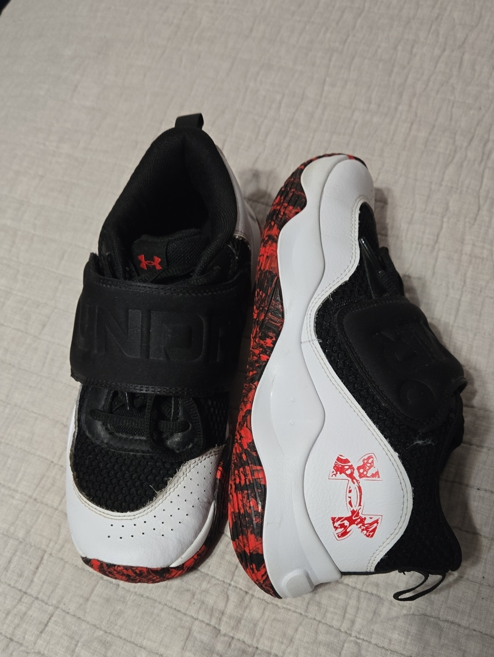 Under Armour Kids Black, White & Red Athletic Sneakers
